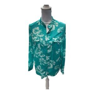 kensie Green Floral Blouse Size S